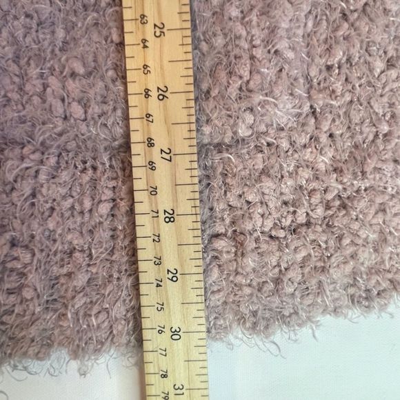 Woven Heart Pink Cozy Cardigan Faux Angora Knit Open Front Pockets Size Large - Picture 9 of 9